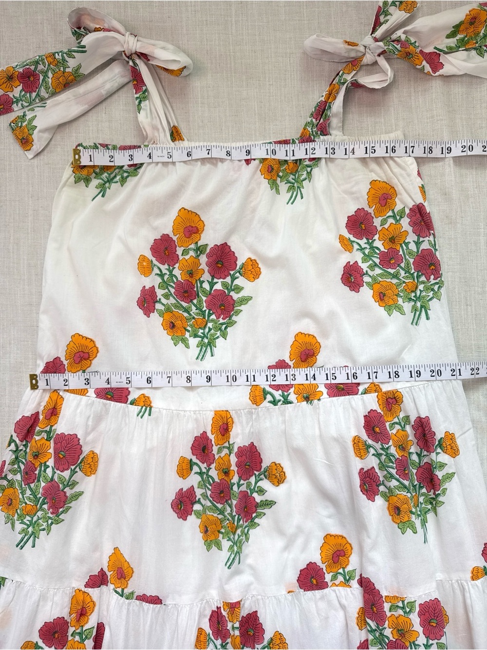 Victoria Dunn King Street Posies Floral Maxi Dress Cotton White Orange Pink XL - Picture 11 of 12